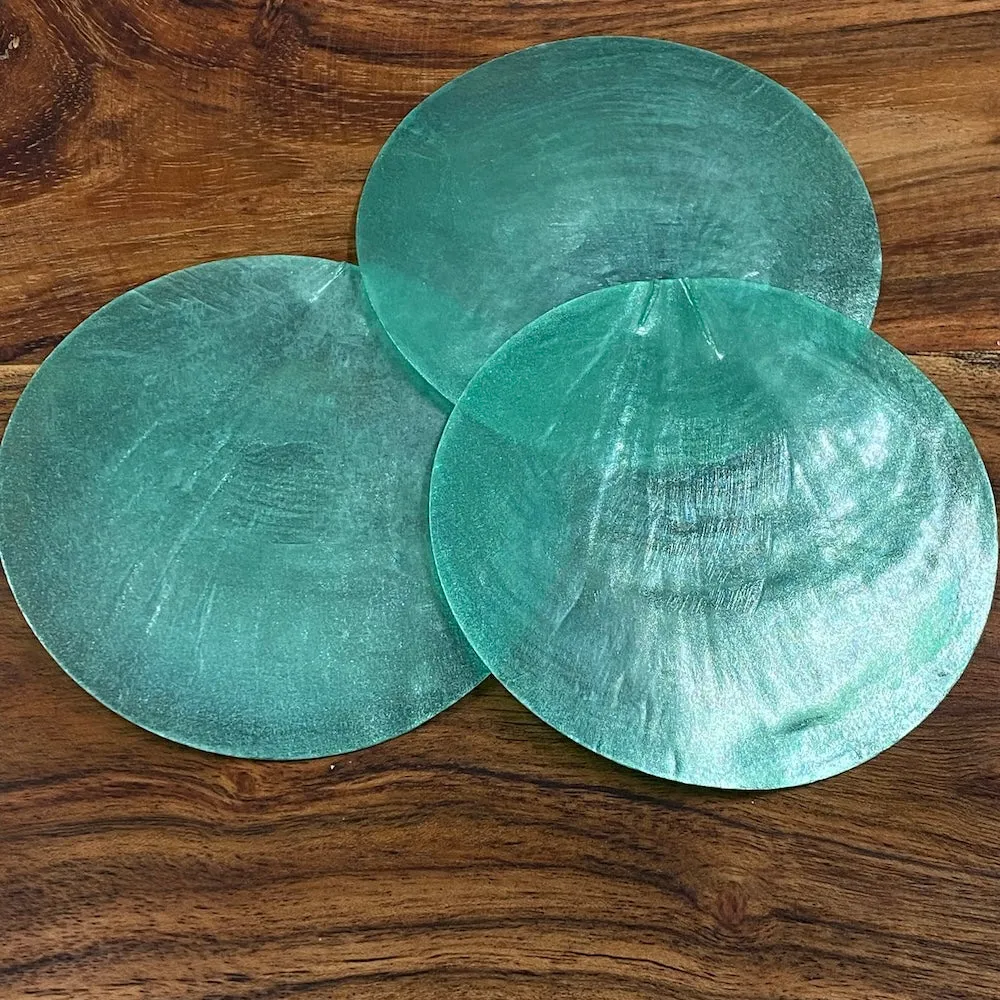 0-Hole 8cm Capiz Shells (50) - Pastel Green
