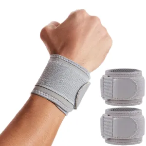 2 Pack Wrist Wraps for Sports Protection and Pain Relief, Adjustable Wrist Support Strap for Tendonitis, Working Out, Weightlifting,Strength Training,Kettlebell,Unisex (Gray)