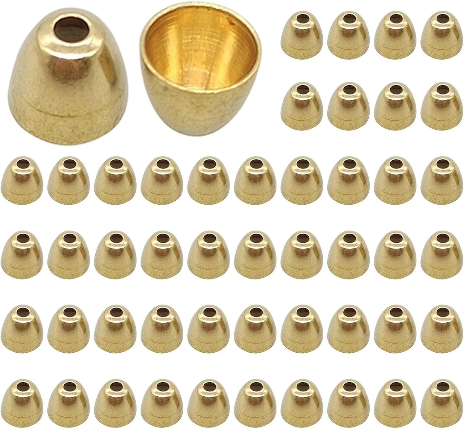 50pcs Brass Cone Head - Tungsten Cone HeadCopper Fly Tying Materials Sink Deeper Tying Beads for Streamers Sizes Fly Tying Materials for Tube Fly