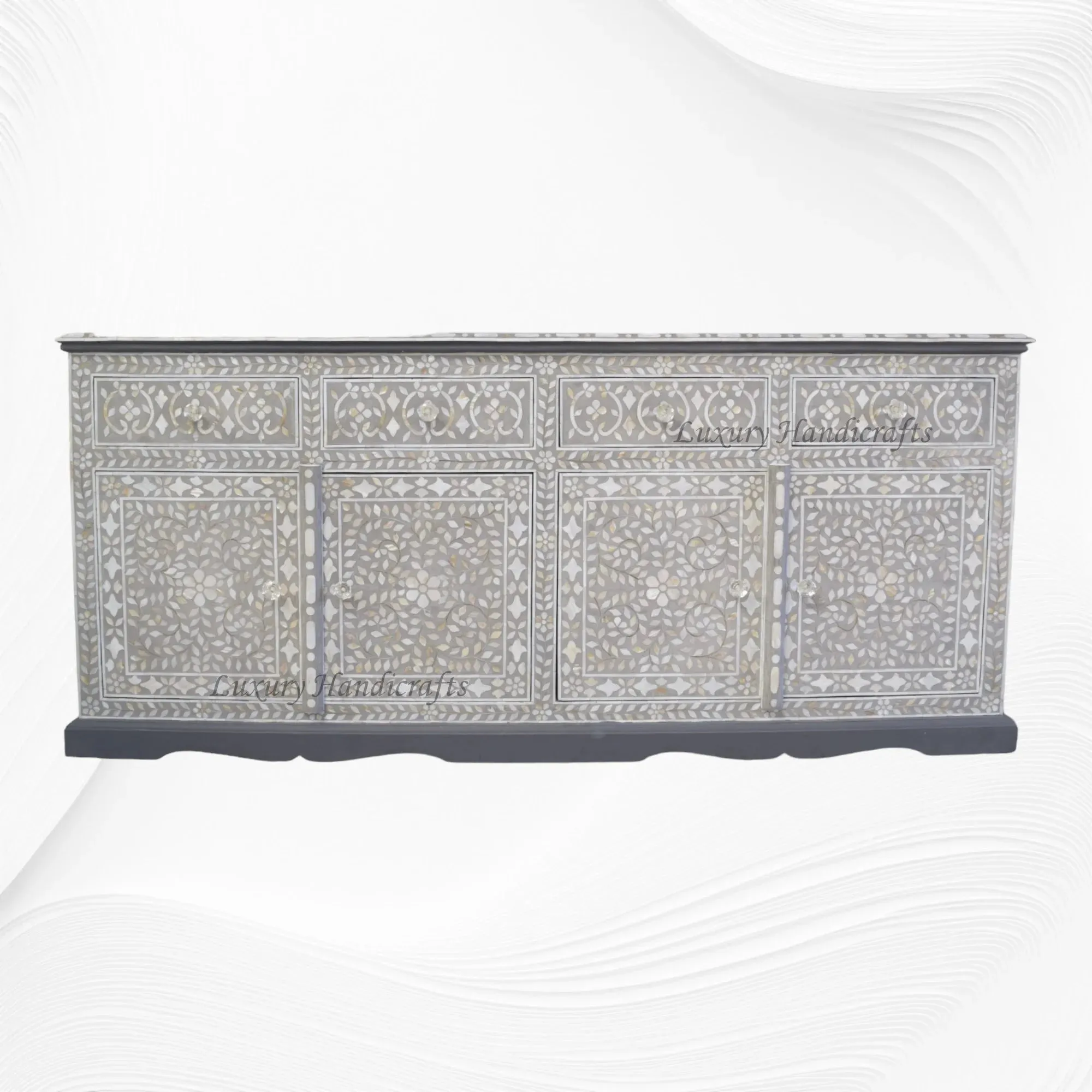 Arabic Mother Of Pearl Inlay Cabinet Light Grey