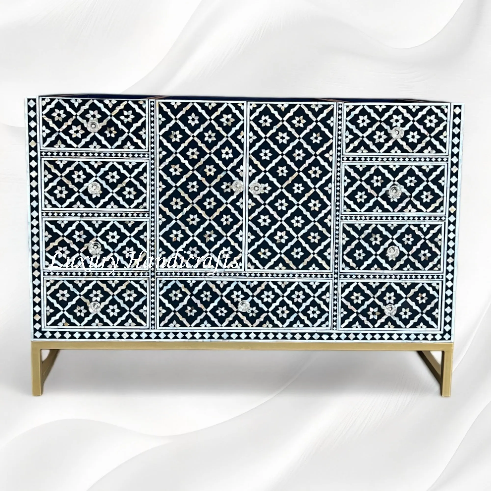 Arctic MOP Inlay Bathroom Vanity Navy Blue
