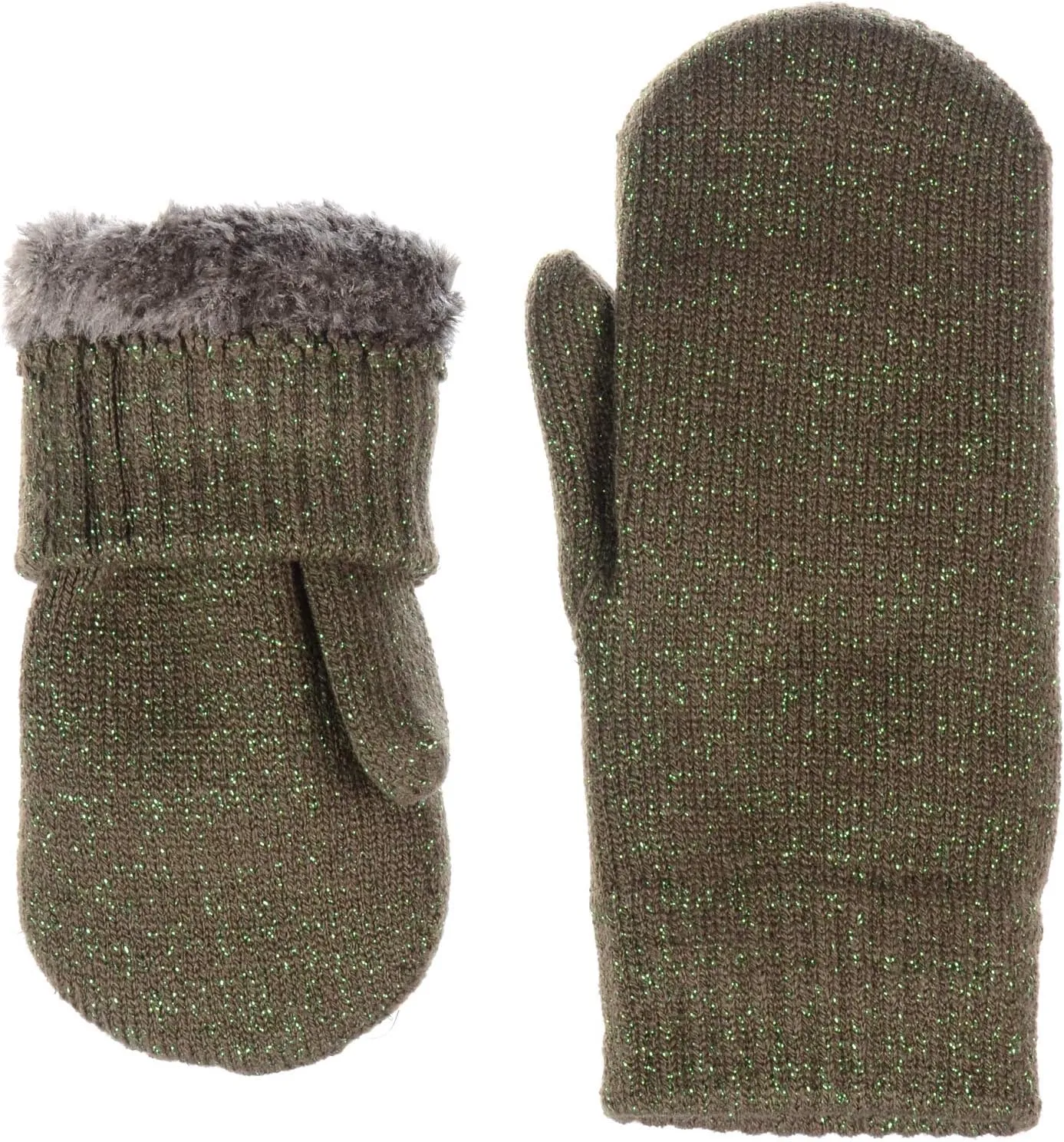 Be Your Own Style BYOS Unisex Winter Toasty Warm Solid Glitter Fleece Lined Knit Mitten Gloves