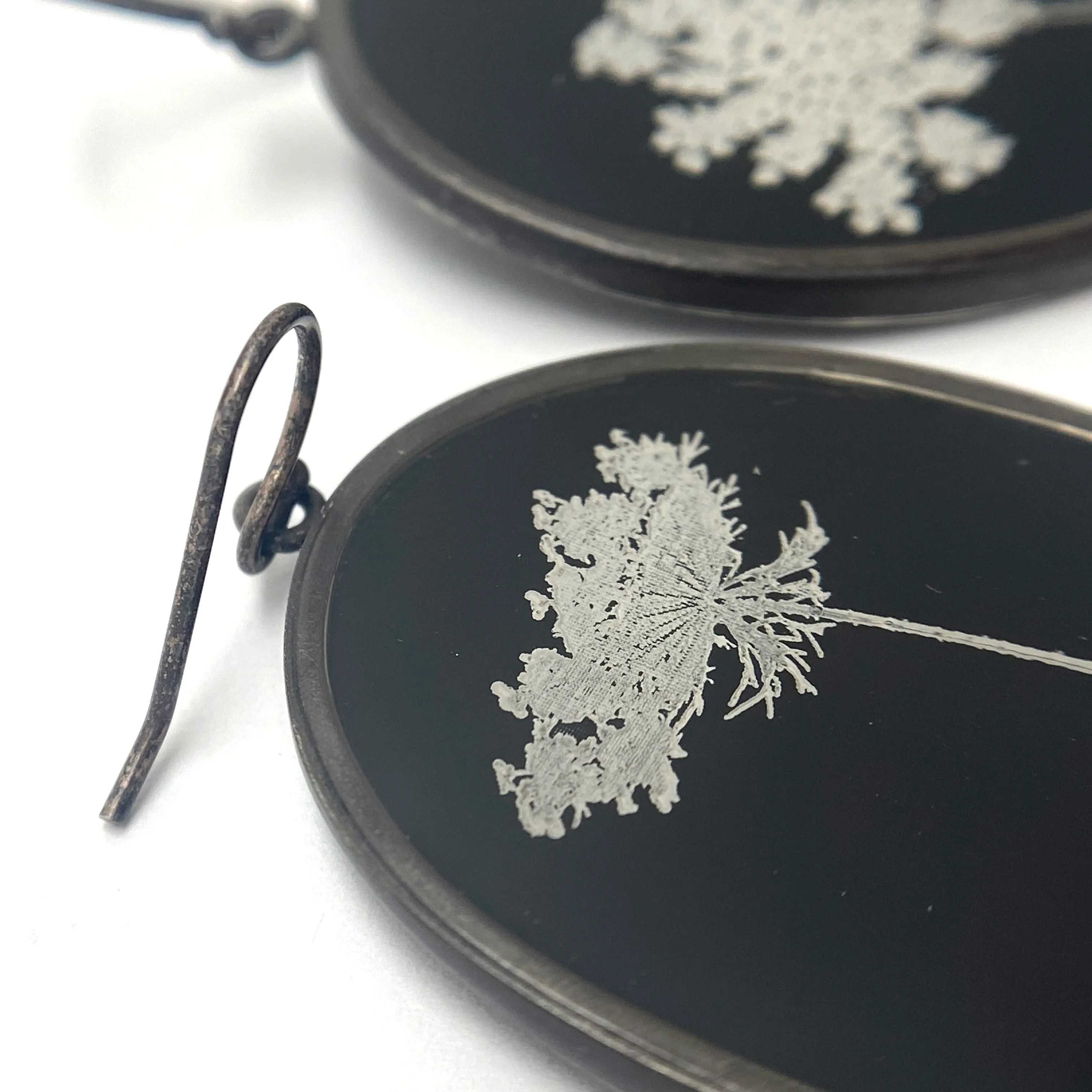 Black and White Floral Earrings