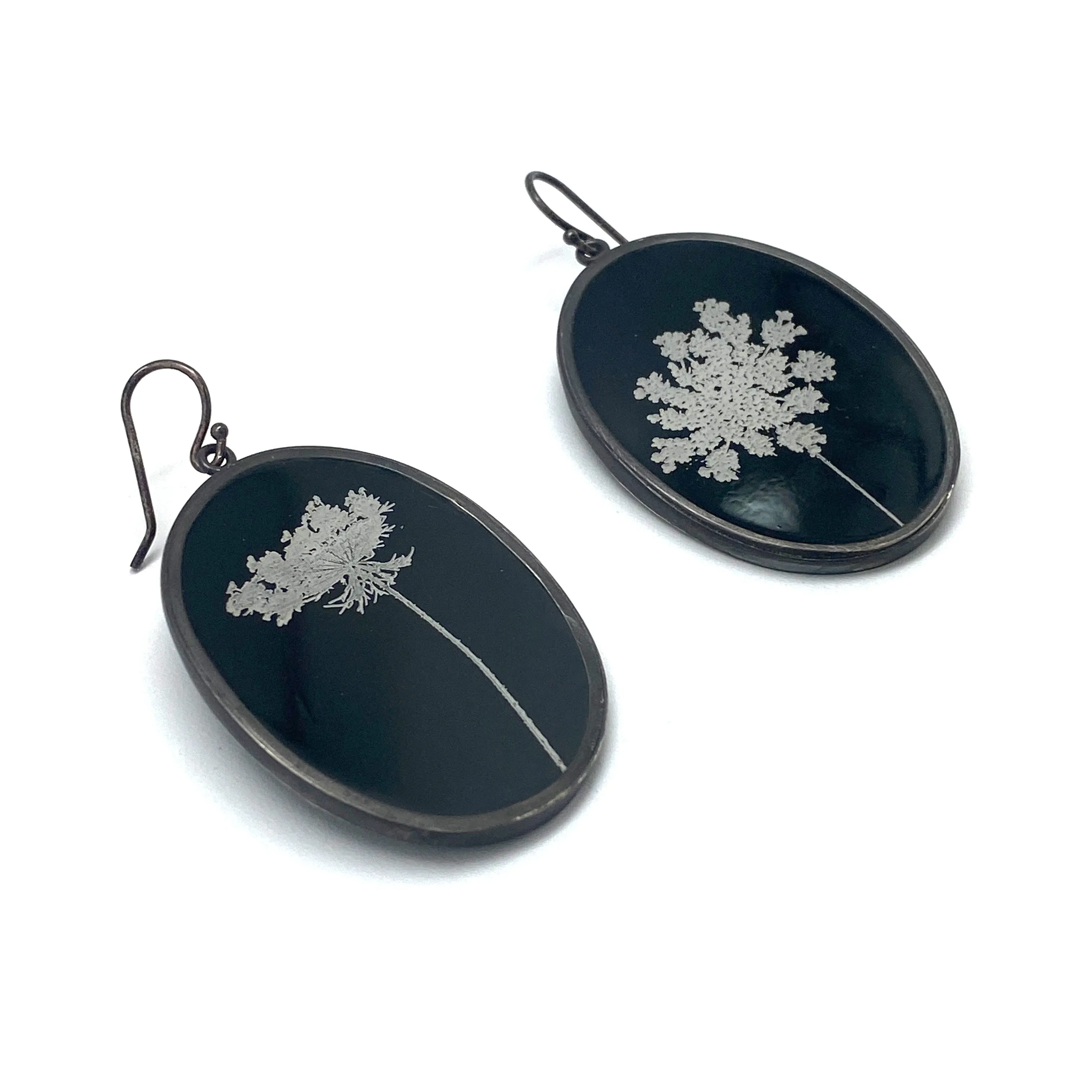 Black and White Floral Earrings