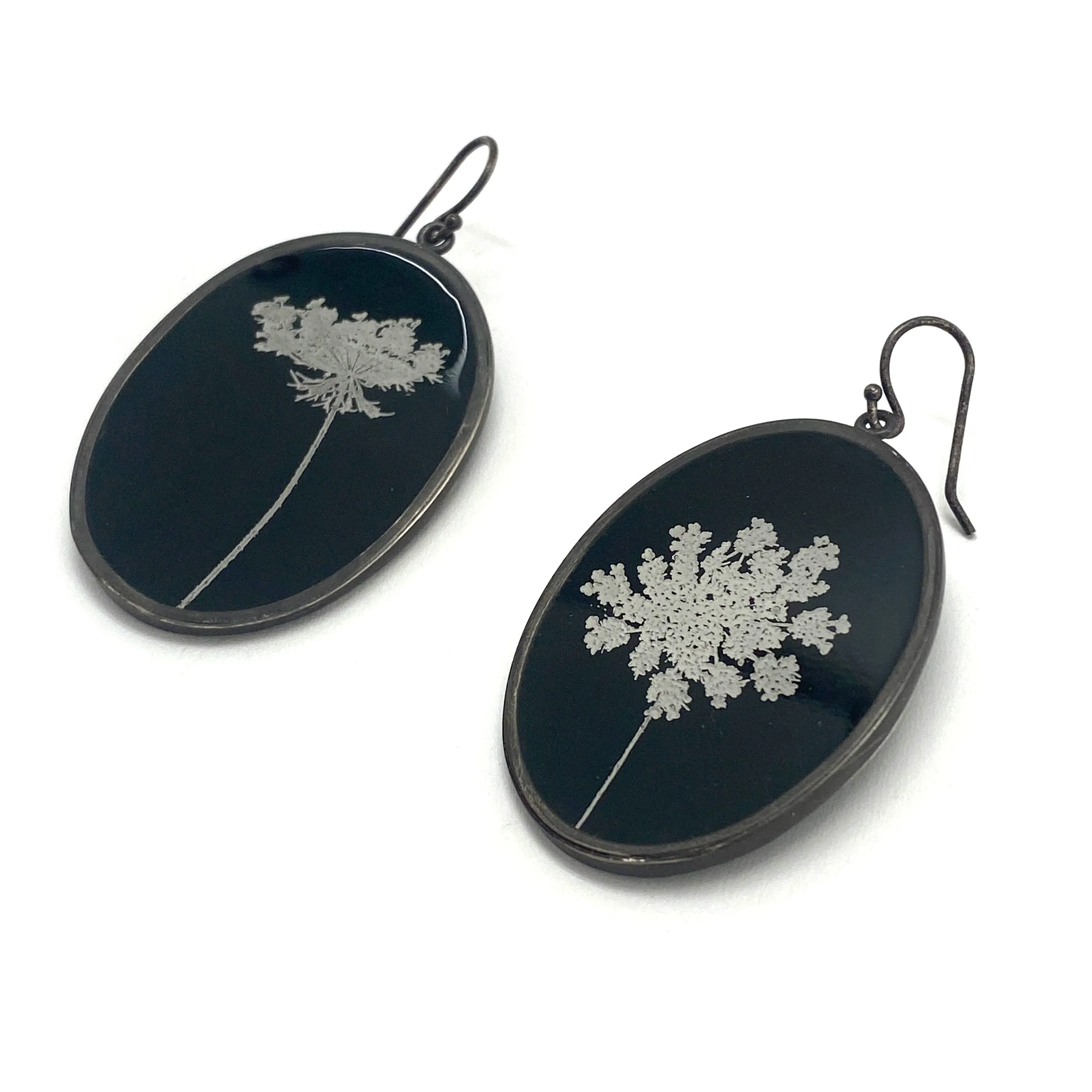 Black and White Floral Earrings