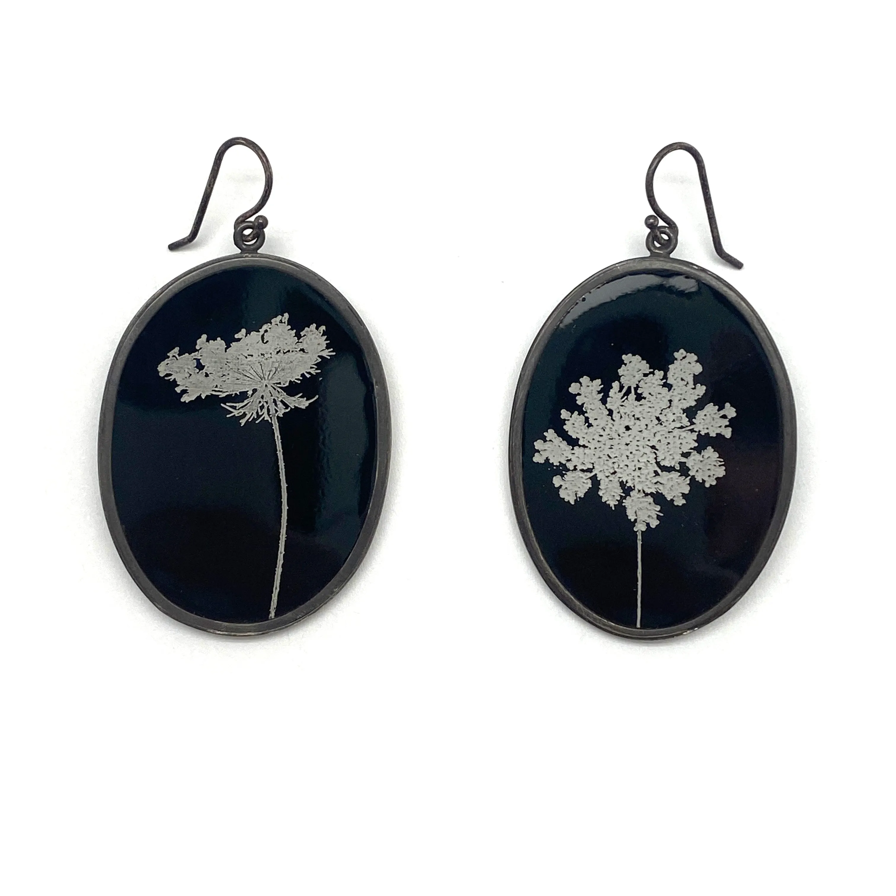 Black and White Floral Earrings