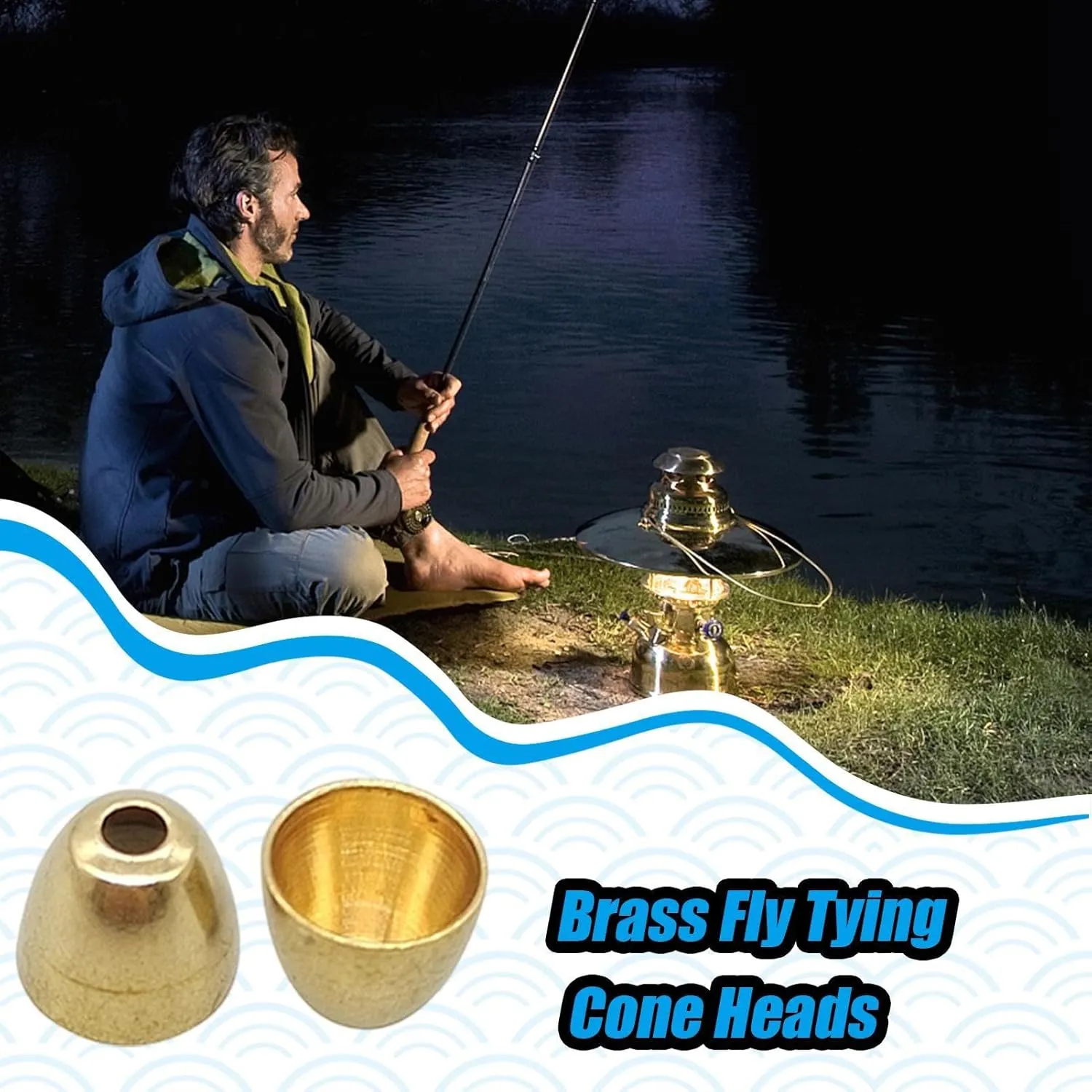 Brass Cone Heads - Fly Tying Cone Heads, Brass Fly Tying Beads | Wide Slotted Cone Head Brass 50pieces Conehead Beads, Copper Fly Tying Materials Sink Deeper Tying Beads for Streamers