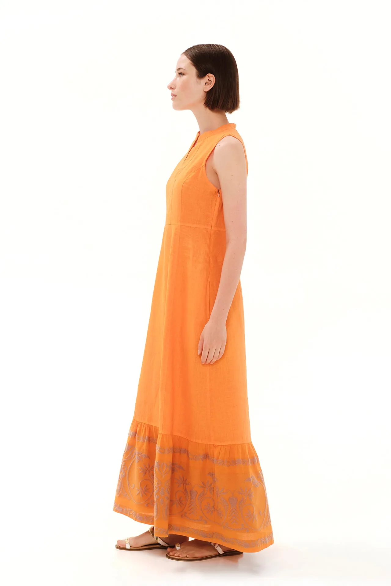 Cami Halter Neck Linen Dress Orange
