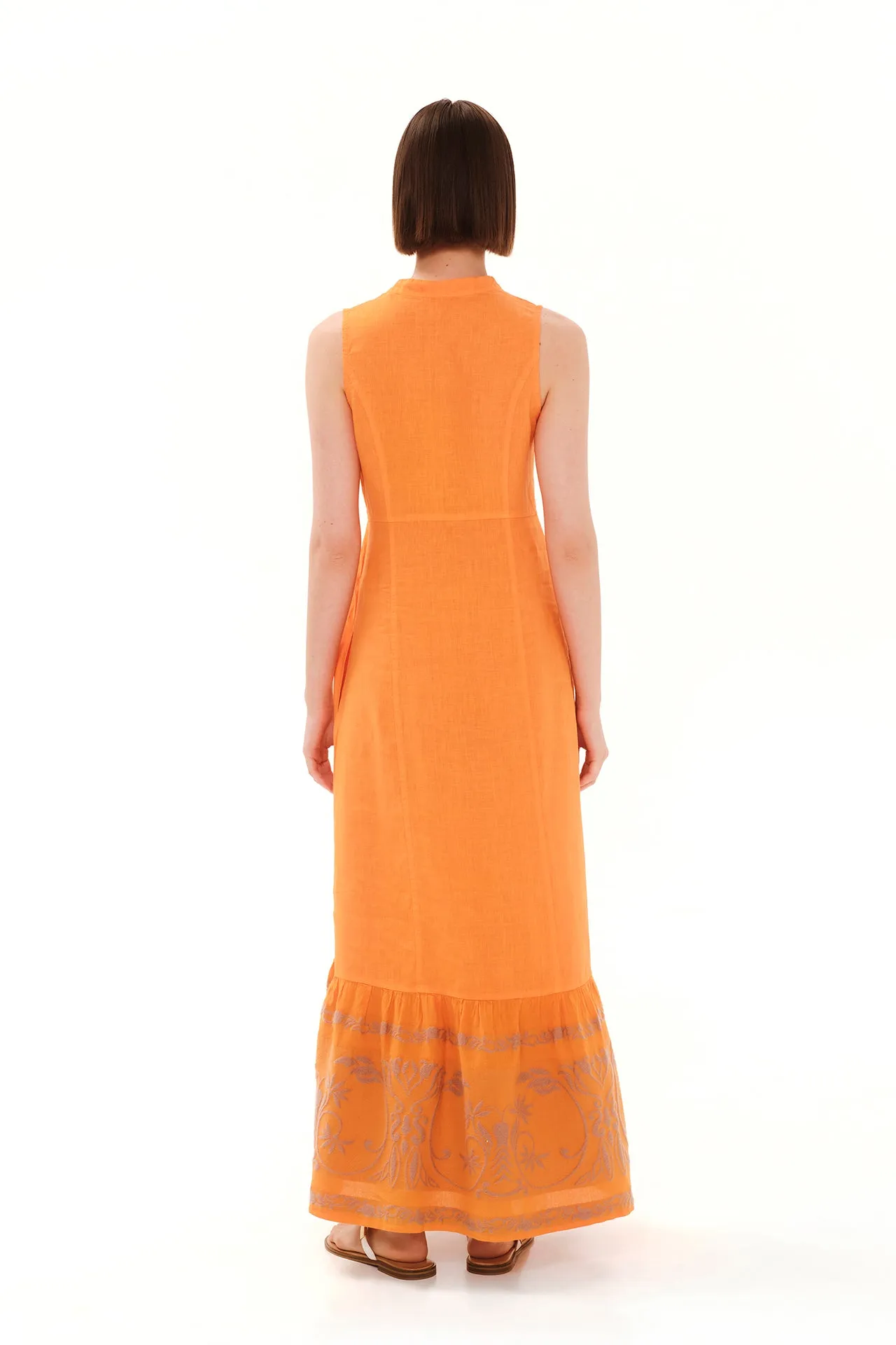 Cami Halter Neck Linen Dress Orange