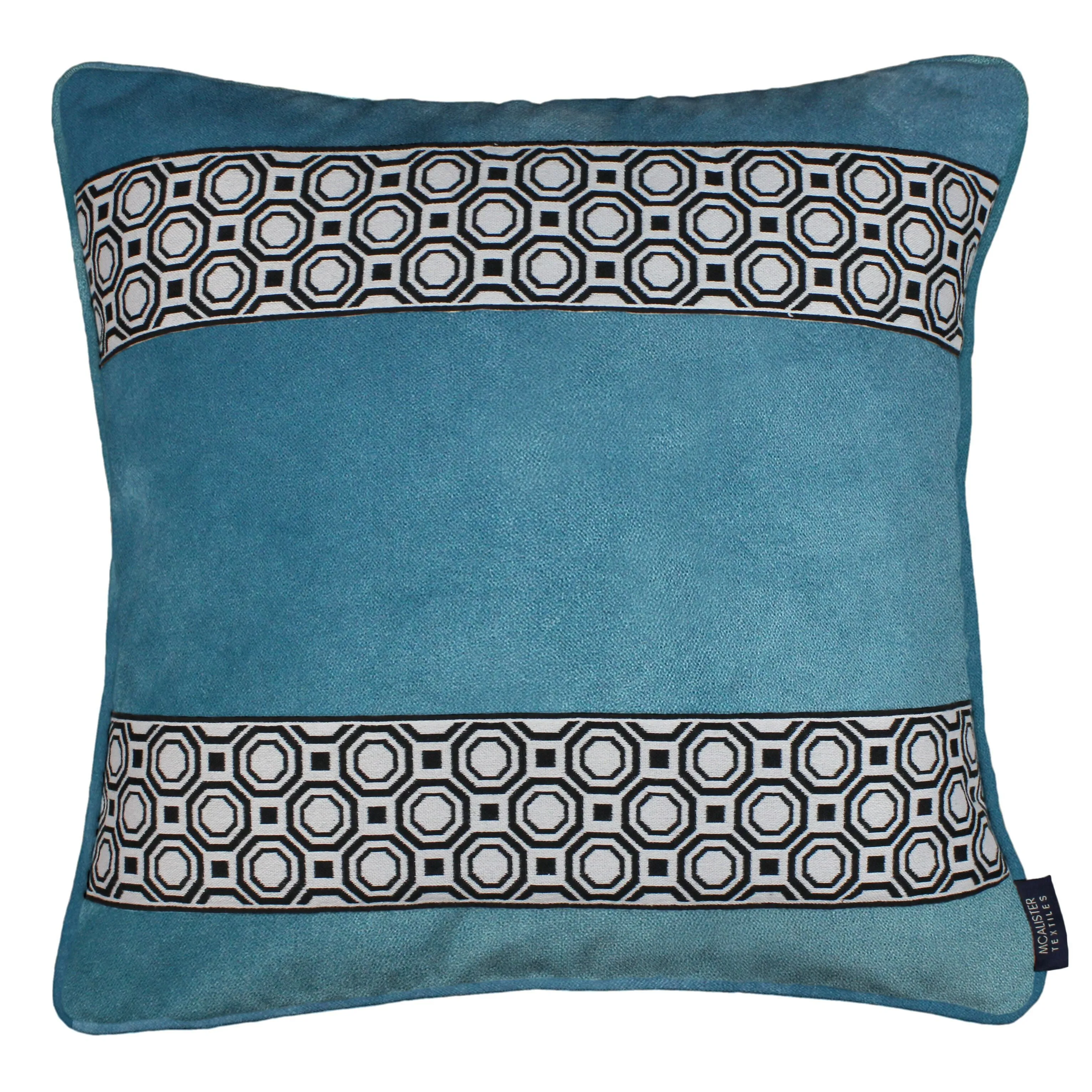 Cancun Striped Duck Egg Blue Velvet Cushion
