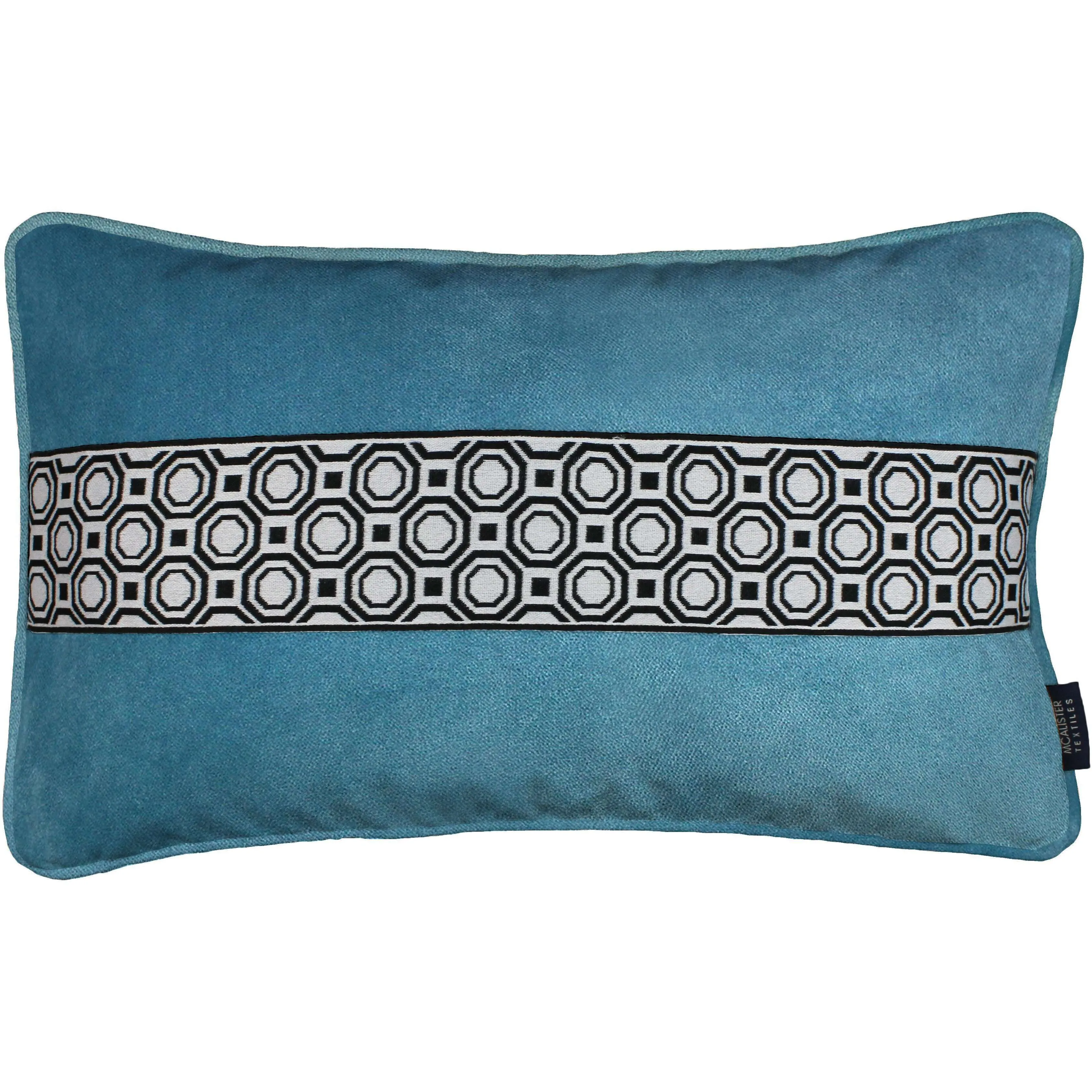 Cancun Striped Duck Egg Blue Velvet Pillow