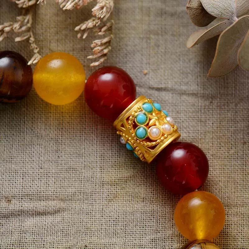 'Chakra Beads' & Jasper Heart Stretchy Bracelet