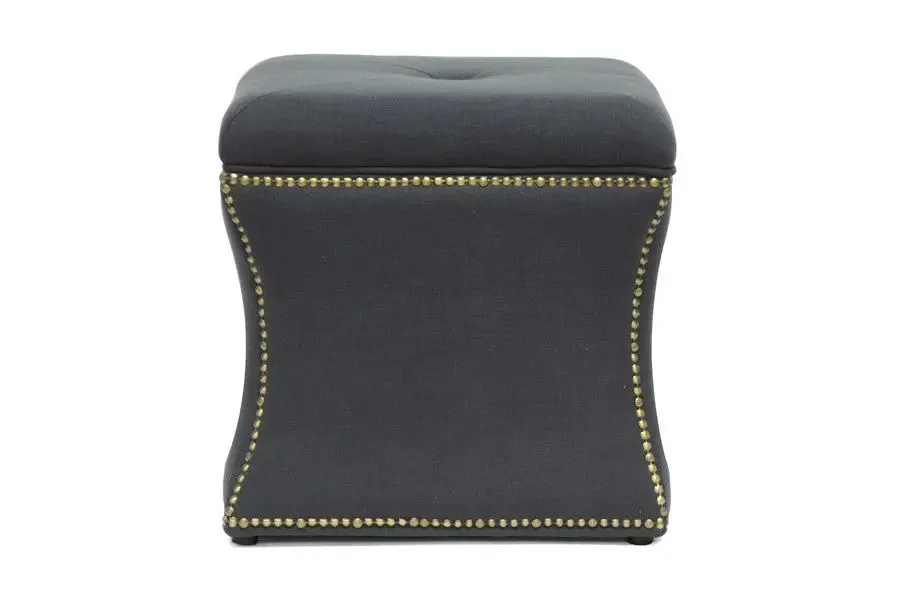 Chase Dark Gray Linen Modern Ottoman