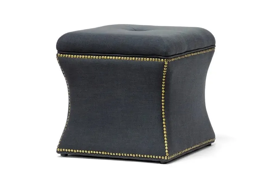 Chase Dark Gray Linen Modern Ottoman