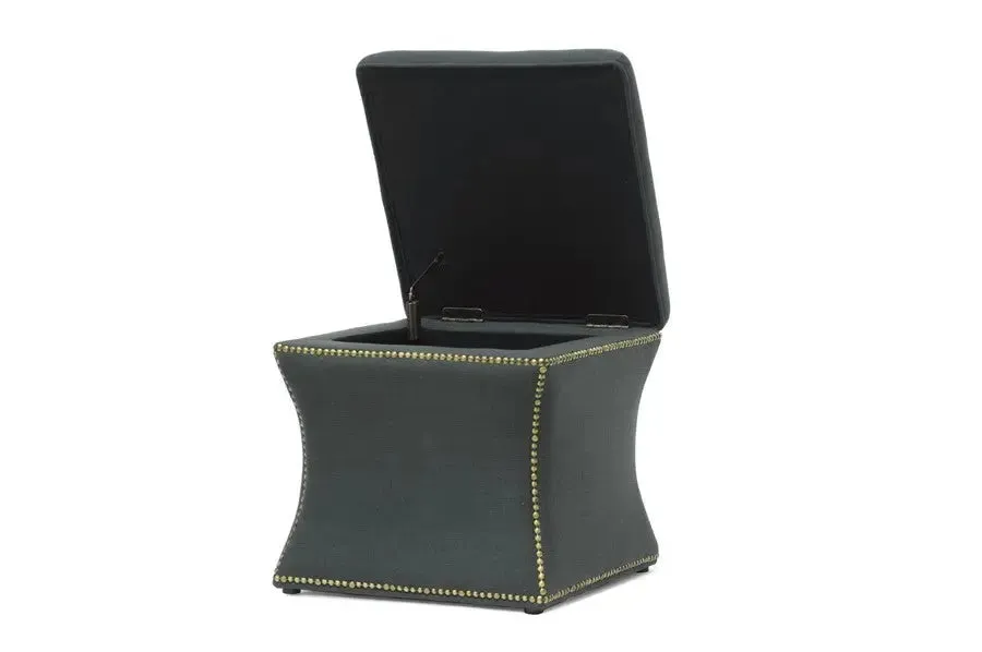 Chase Dark Gray Linen Modern Ottoman