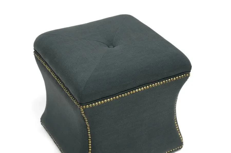 Chase Dark Gray Linen Modern Ottoman