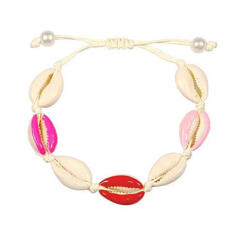 Colorful Printed Women Bracelet Shell Conch Braid Ankle Chain
