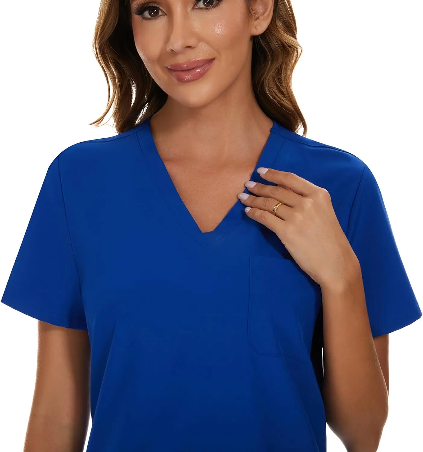 COZYFIT Scrub Tops for Woman - Soft Stretch, V-Neck Top Scrubs with 3 Pockets, Easy Care for Women