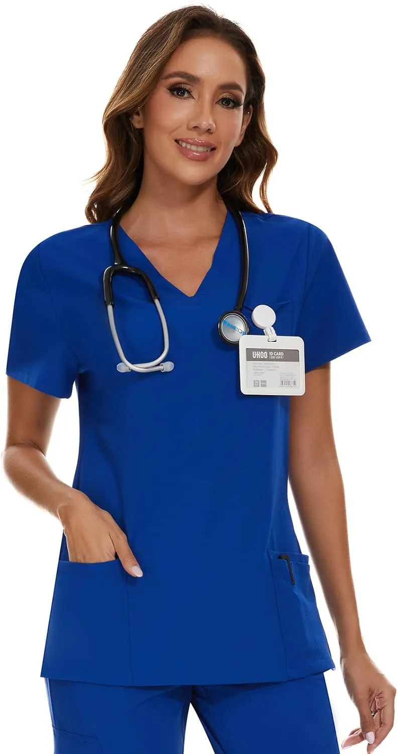 COZYFIT Scrub Tops for Woman - Soft Stretch, V-Neck Top Scrubs with 3 Pockets, Easy Care for Women