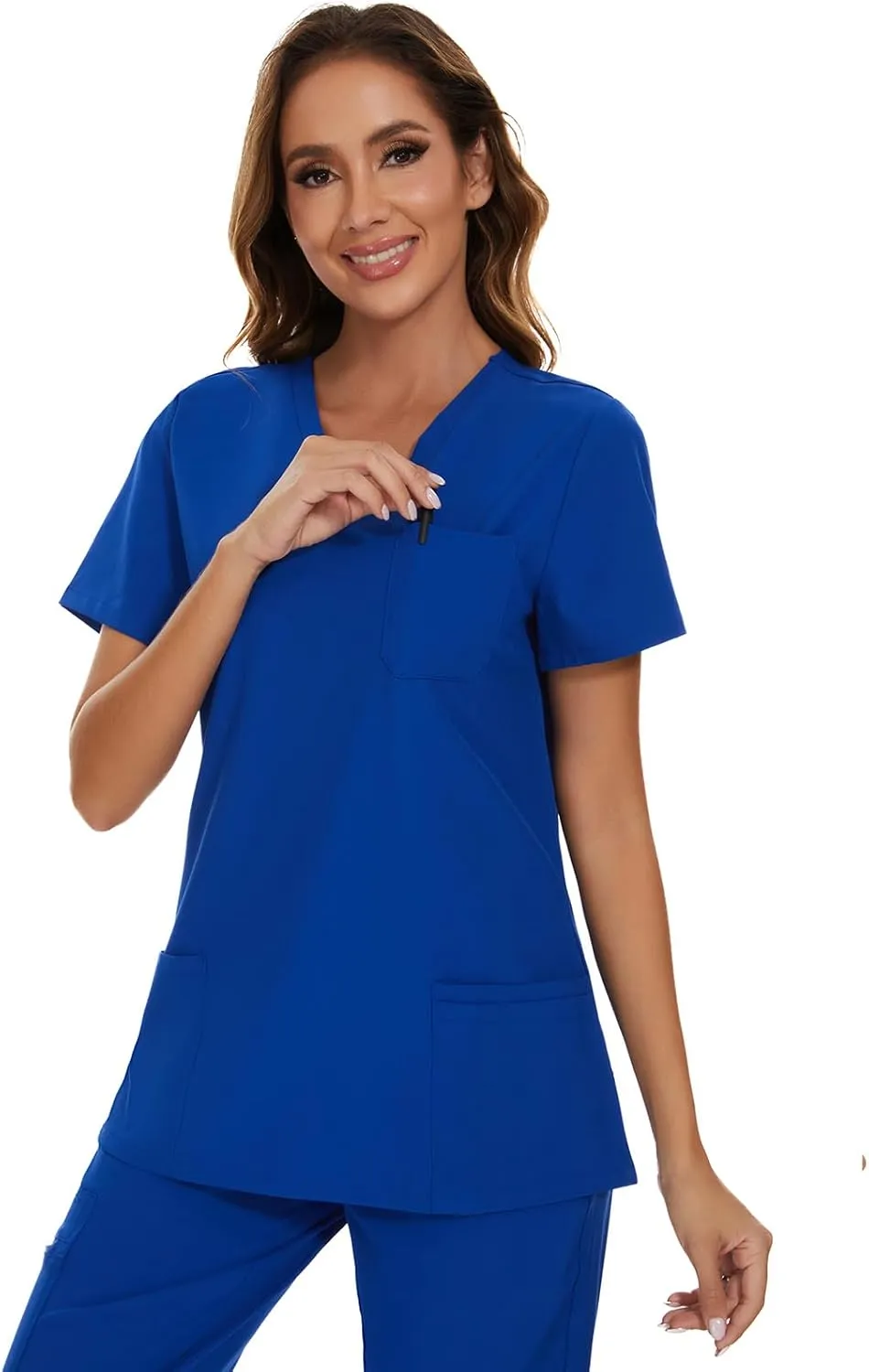 COZYFIT Scrub Tops for Woman - Soft Stretch, V-Neck Top Scrubs with 3 Pockets, Easy Care for Women