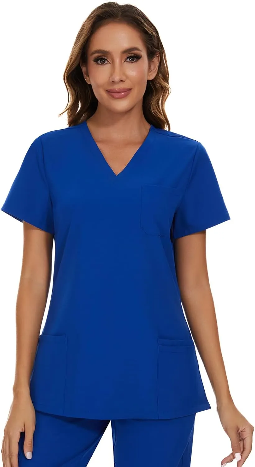 COZYFIT Scrub Tops for Woman - Soft Stretch, V-Neck Top Scrubs with 3 Pockets, Easy Care for Women