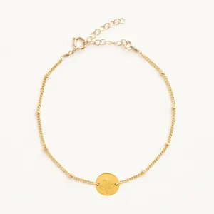 December Holly Gold Birthflower Bracelet W.