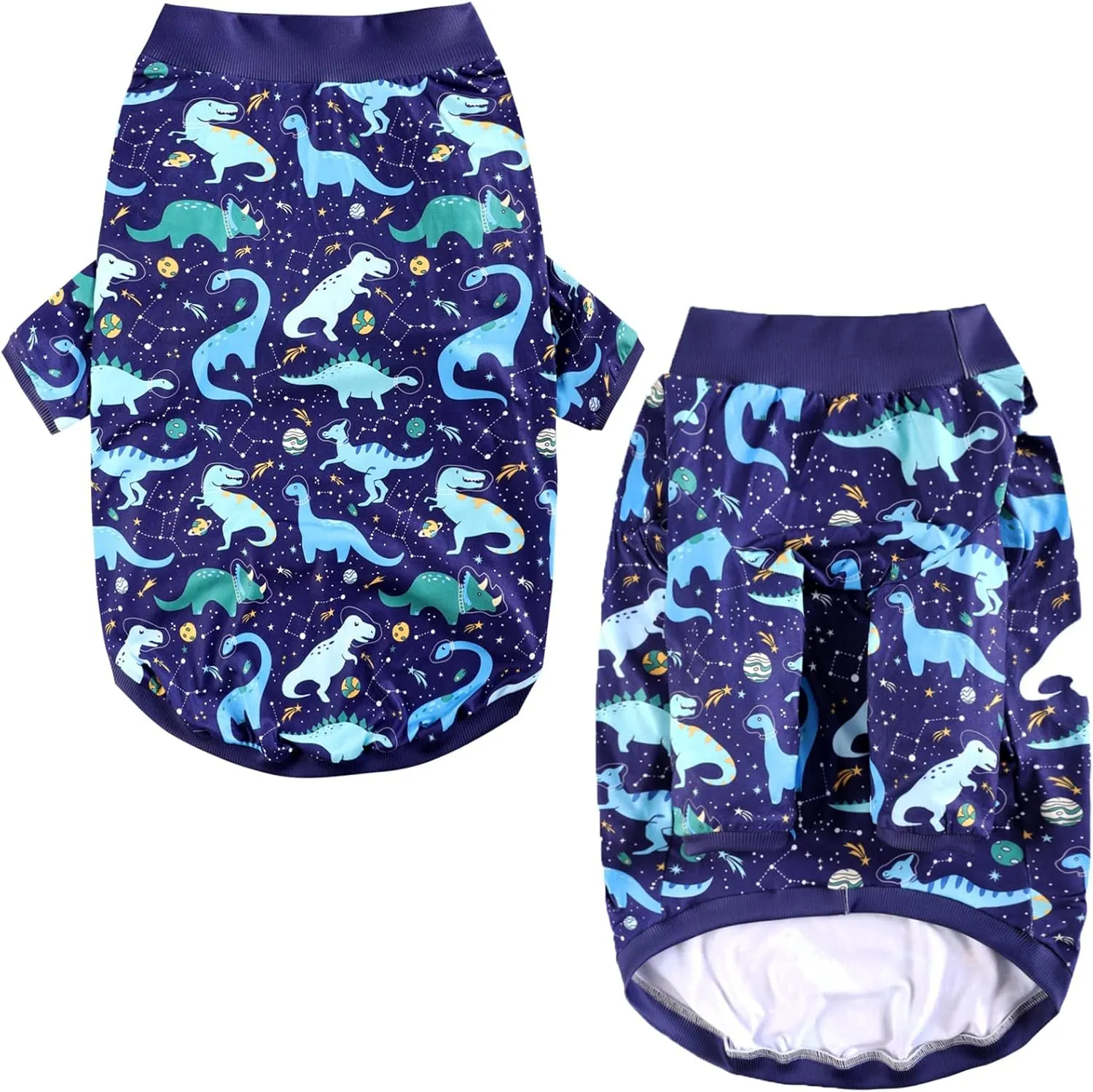 Dog Navy T Shirts with Universe Dinosaur Pattern Printed Pet Shirt Softable Pajamas for Large Dogs (XXL, Navy)