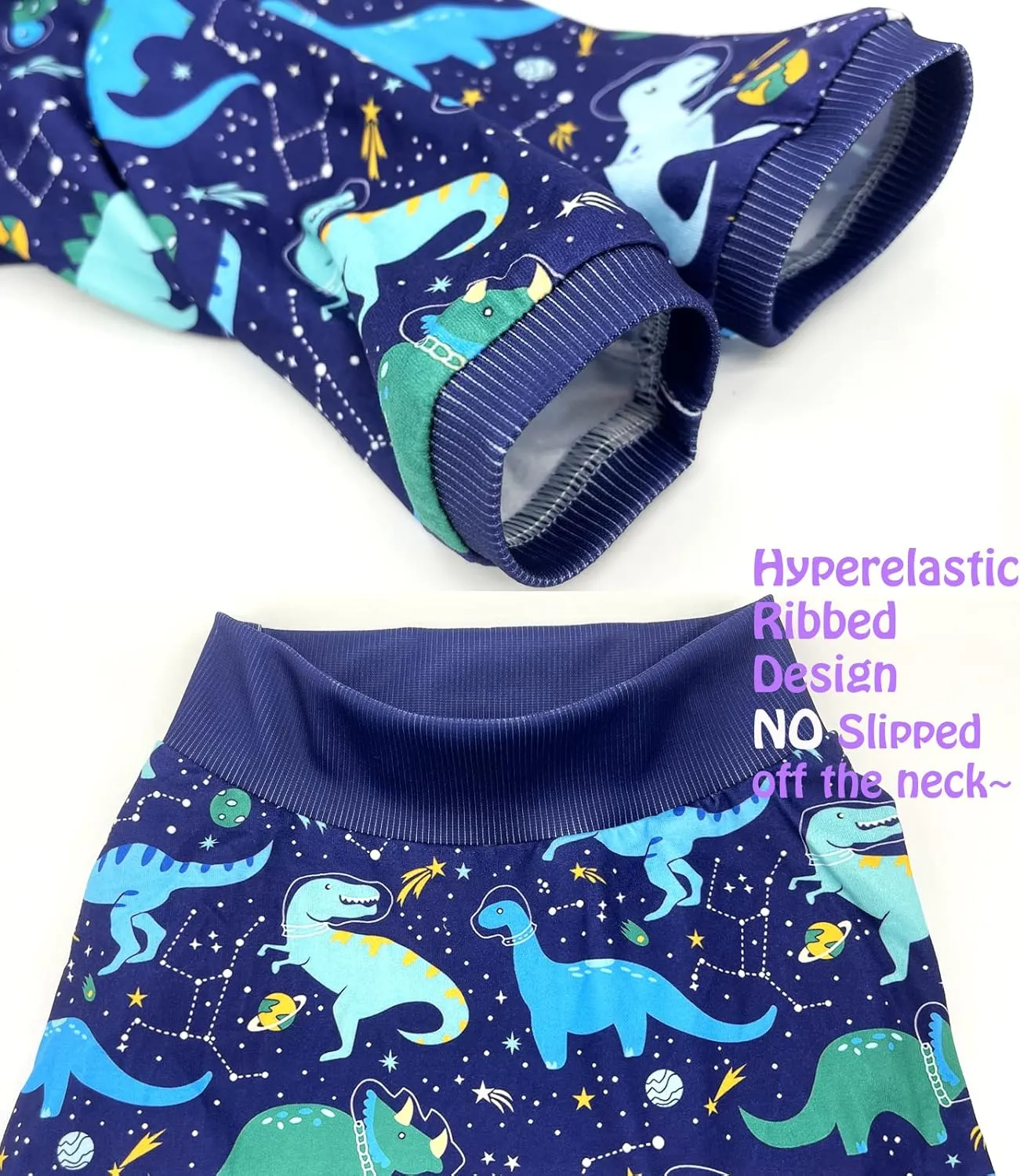 Dog Navy T Shirts with Universe Dinosaur Pattern Printed Pet Shirt Softable Pajamas for Large Dogs (XXL, Navy)