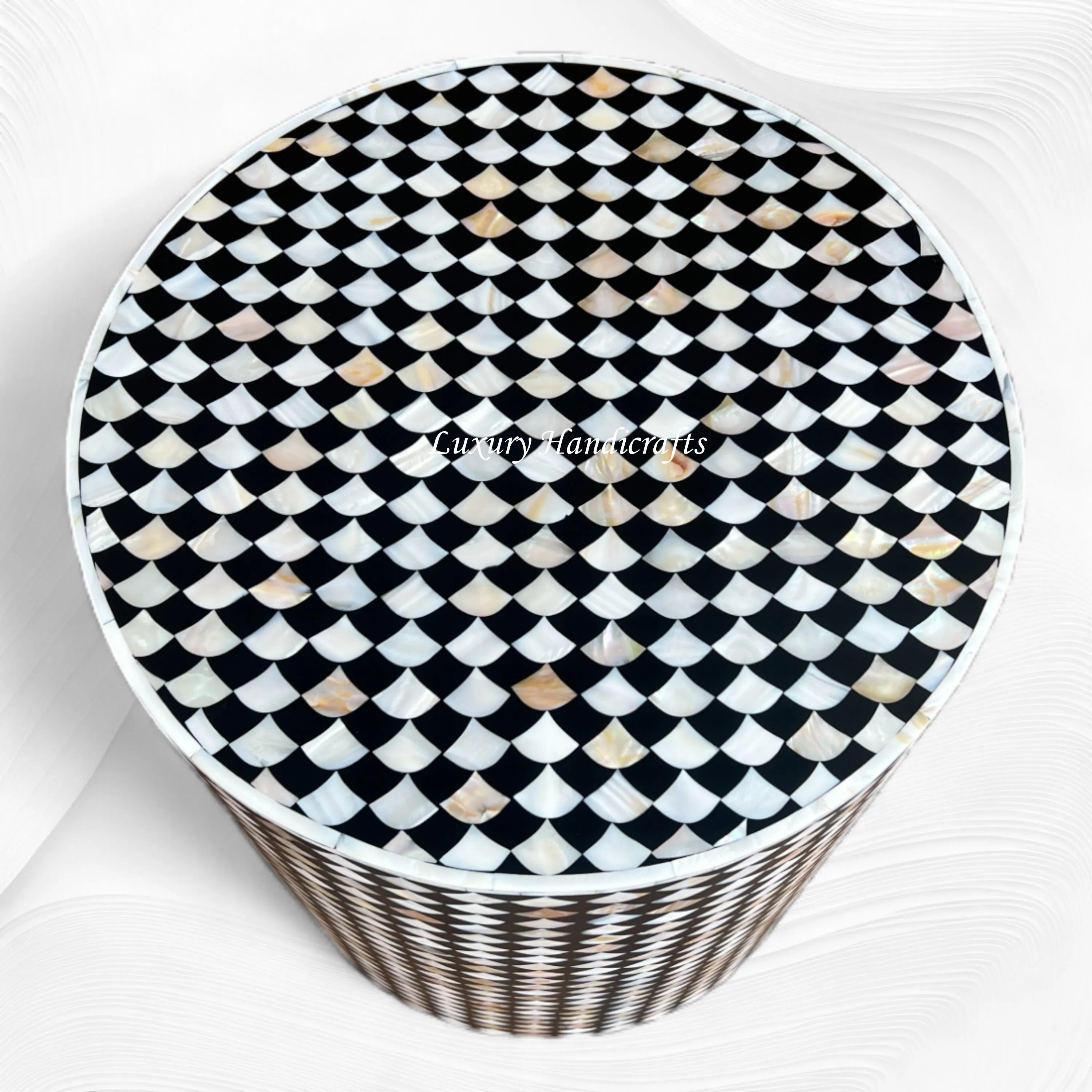 Drop MOP Inlay Stool Black