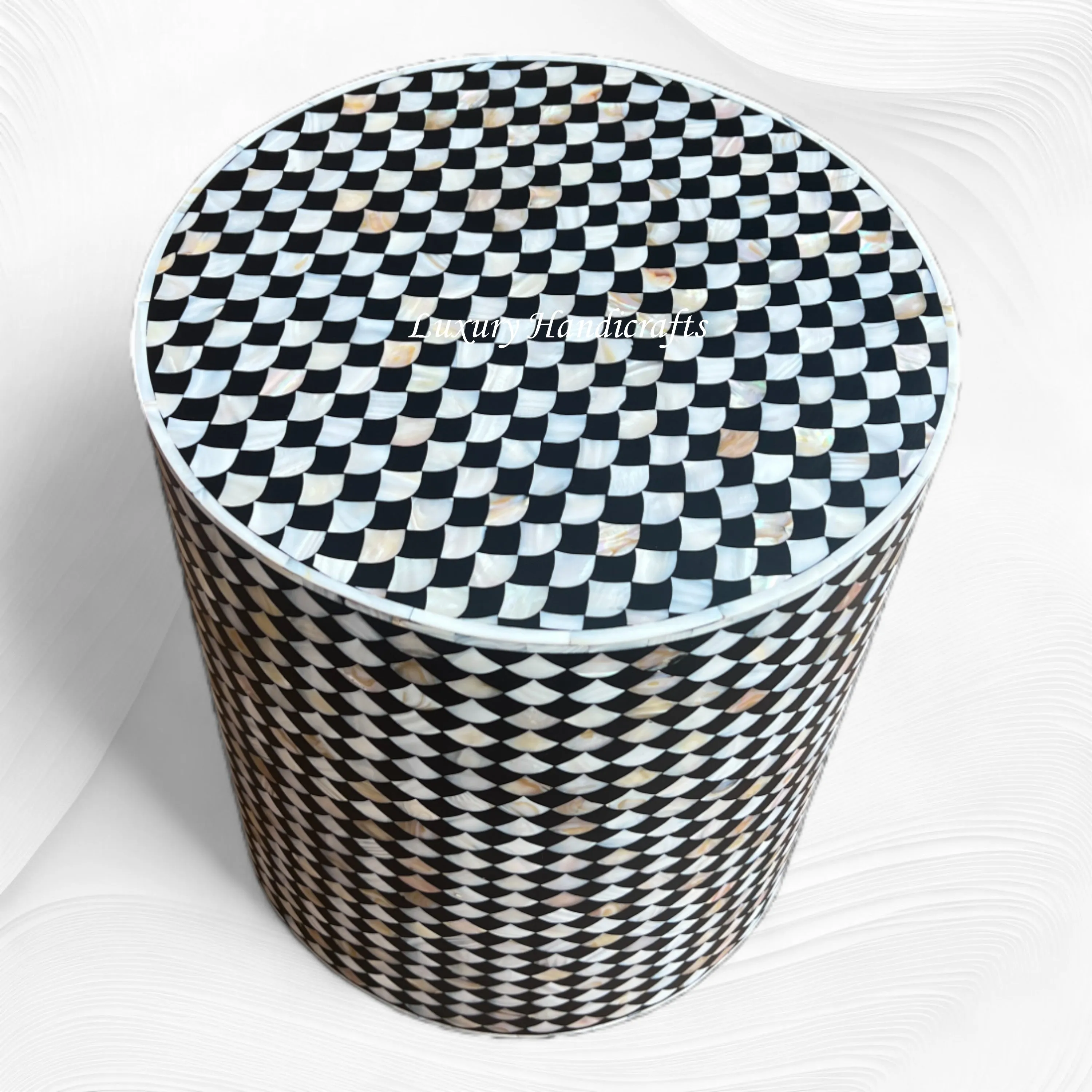 Drop MOP Inlay Stool Black
