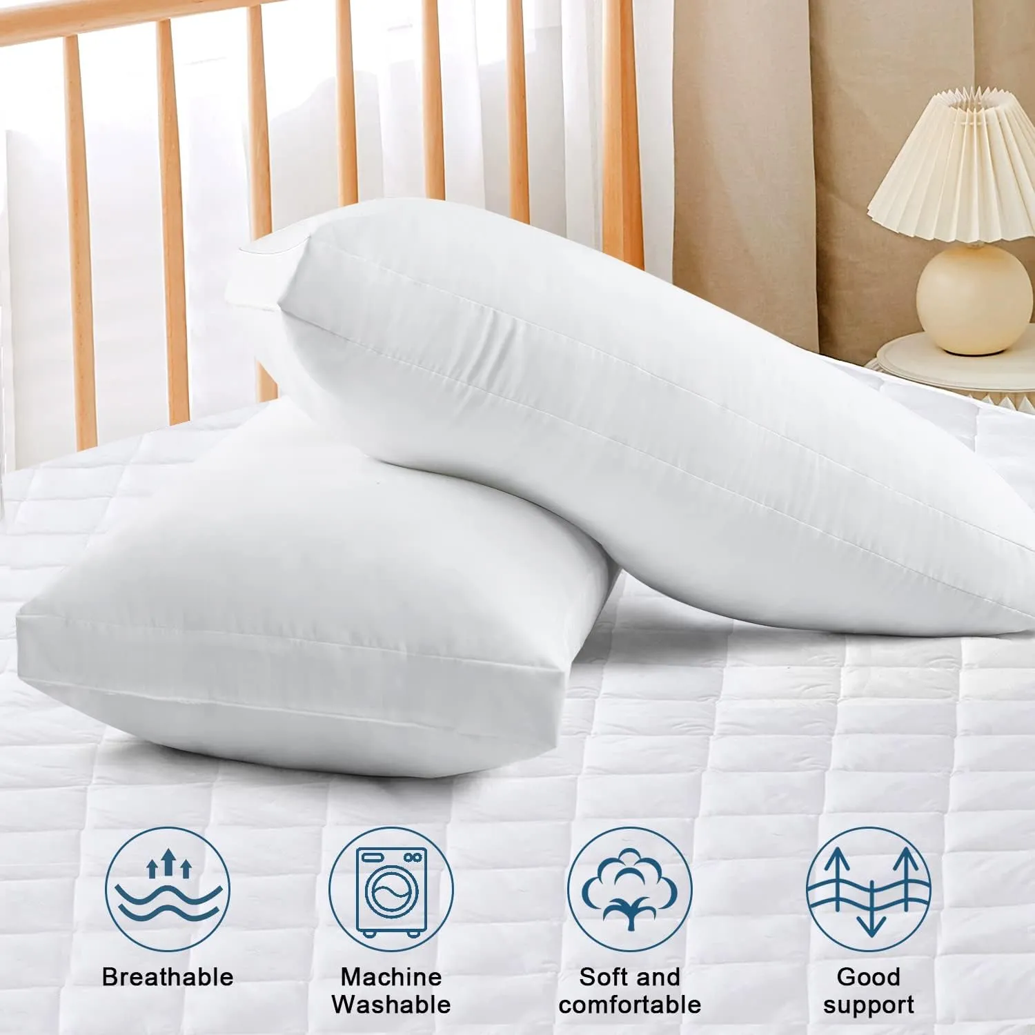 EIUE Bed Pillows for Sleeping 2 Pack Queen SizeSuper Soft Down Alternative Microfiber Filled Pillows,20 x 30 Inches,White