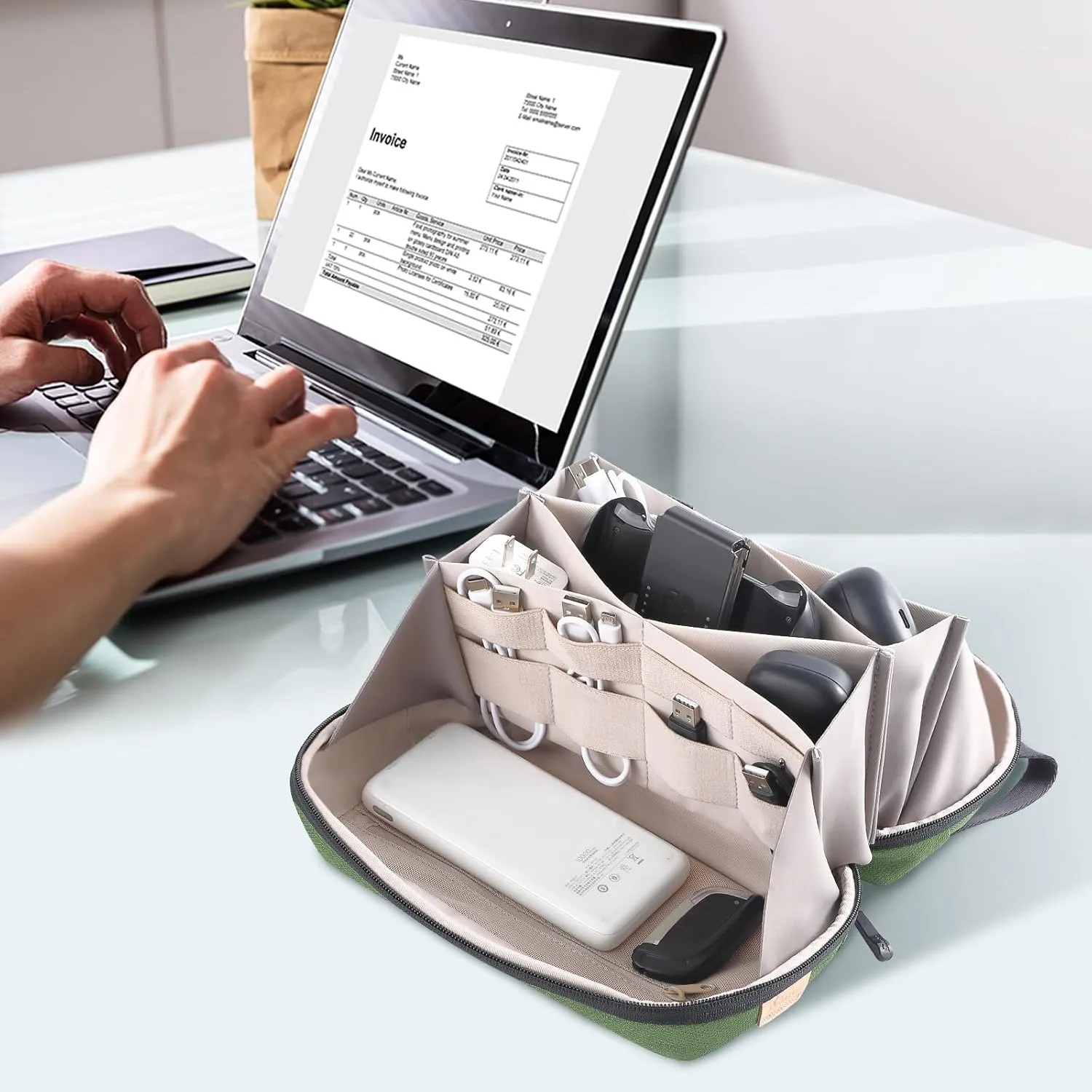 Electronic Organizer Travel Case Bag for Cables, Switch, SD card, Passport and More  Ultimate Protection & Portability Waterproof (Green)
