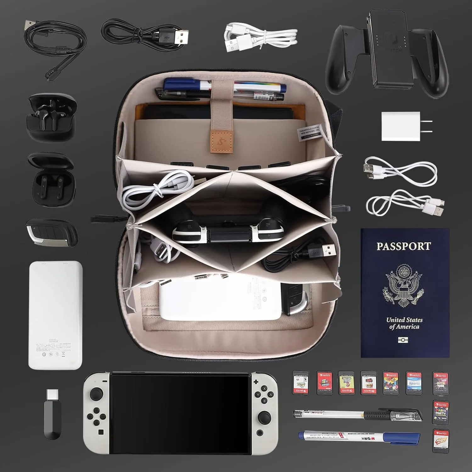 Electronic Organizer Travel Case Bag for Cables, Switch, SD card, Passport and More  Ultimate Protection & Portability Waterproof (Green)