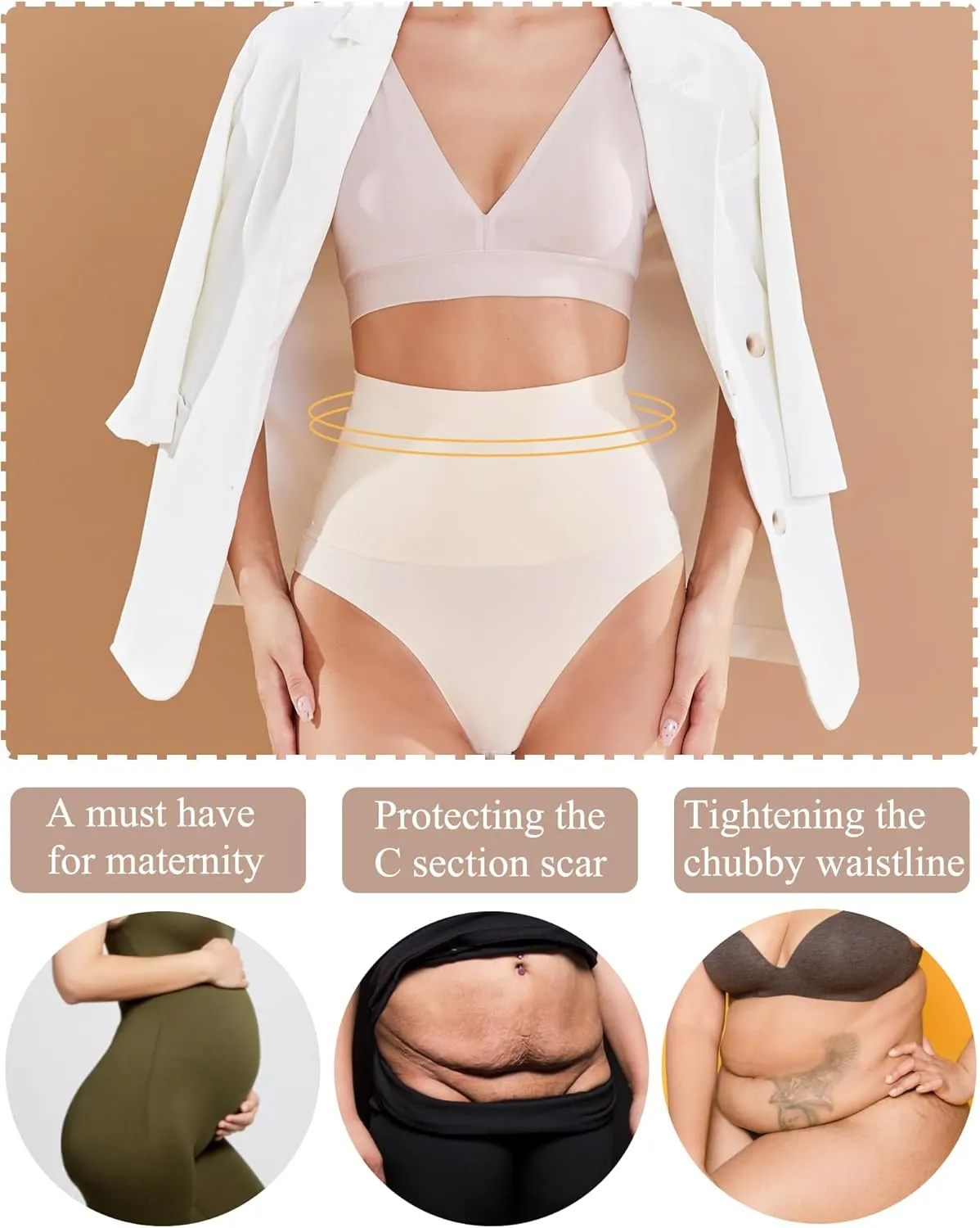 FINETOO Tummy Control Underwear for Women High Waisted Nylon Brief No Show Womens Bikini Seamless Panties 4pack S-XXXL