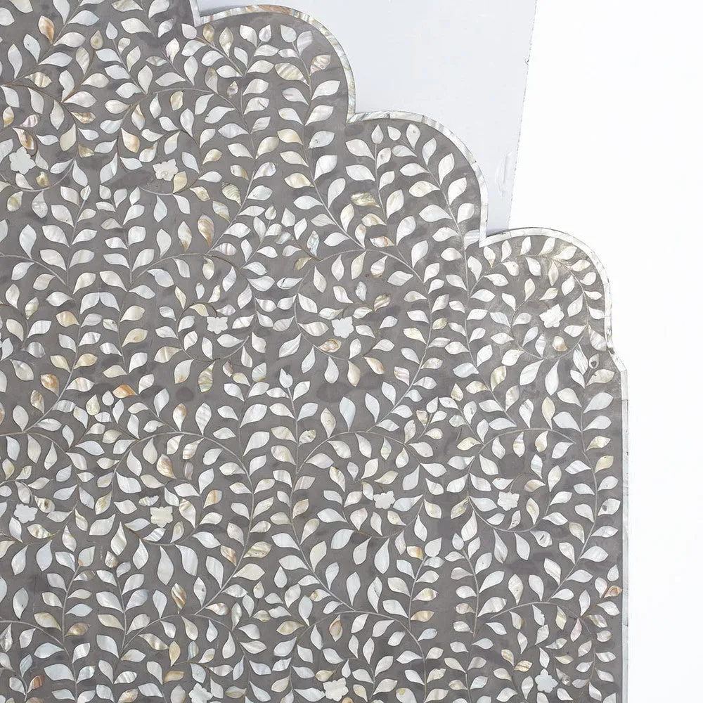Floral MOP Inlay Headboard Grey