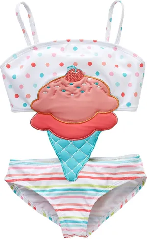 Girls Sleeveless Printed One Piece Swimsuit Set Kids Cute Swimsuit Beach Bikini 18 M - 8 Years