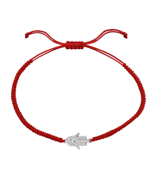 Hamsa [RED] - 14K White Gold