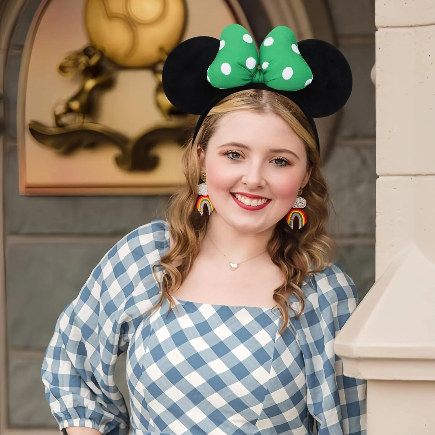 Handmade Mouse Ears Headband for Women and Girls, Polka Dot Bow Minnie Ears Costume Accessories