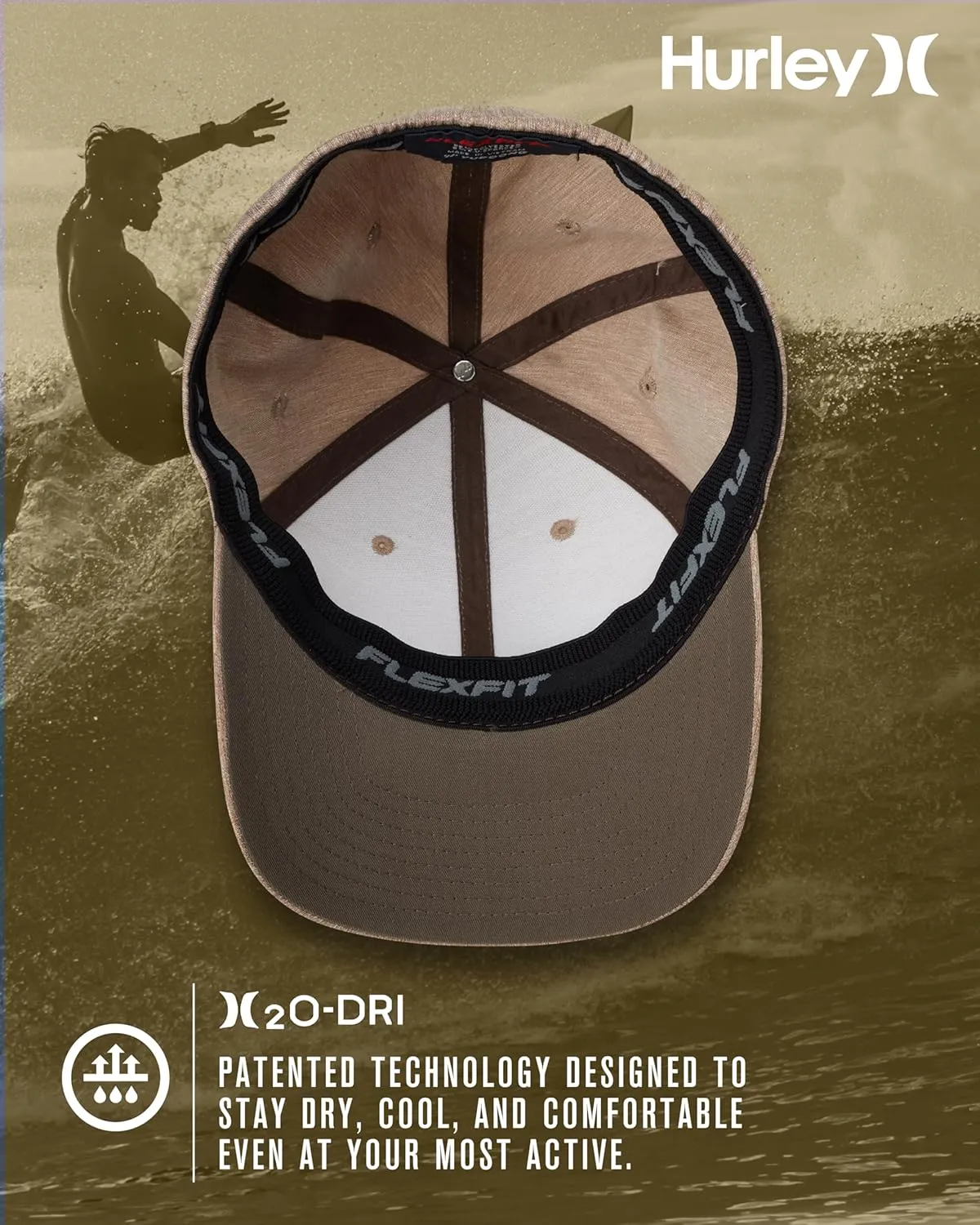 Hurley Men's Baseball Cap - Flexfit Curve Bill Fitted Trucker Hat for Men (S-XL)