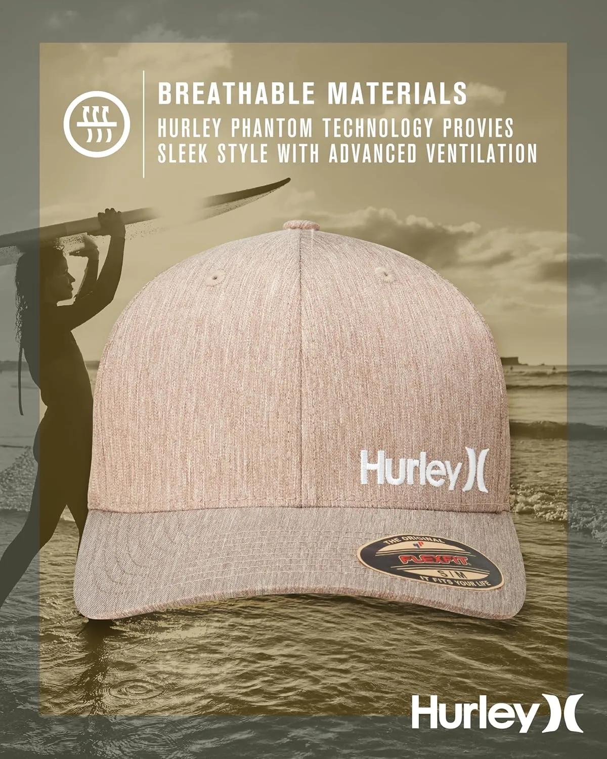 Hurley Men's Baseball Cap - Flexfit Curve Bill Fitted Trucker Hat for Men (S-XL)