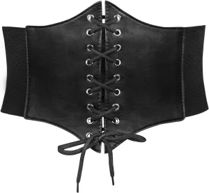 JASGOOD Womens Elastic Costume Waist Belt Lace-up Tied Waspie Corset Belts for Women
