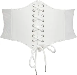 JASGOOD Womens Elastic Costume Waist Belt Lace-up Tied Waspie Corset Belts for Women