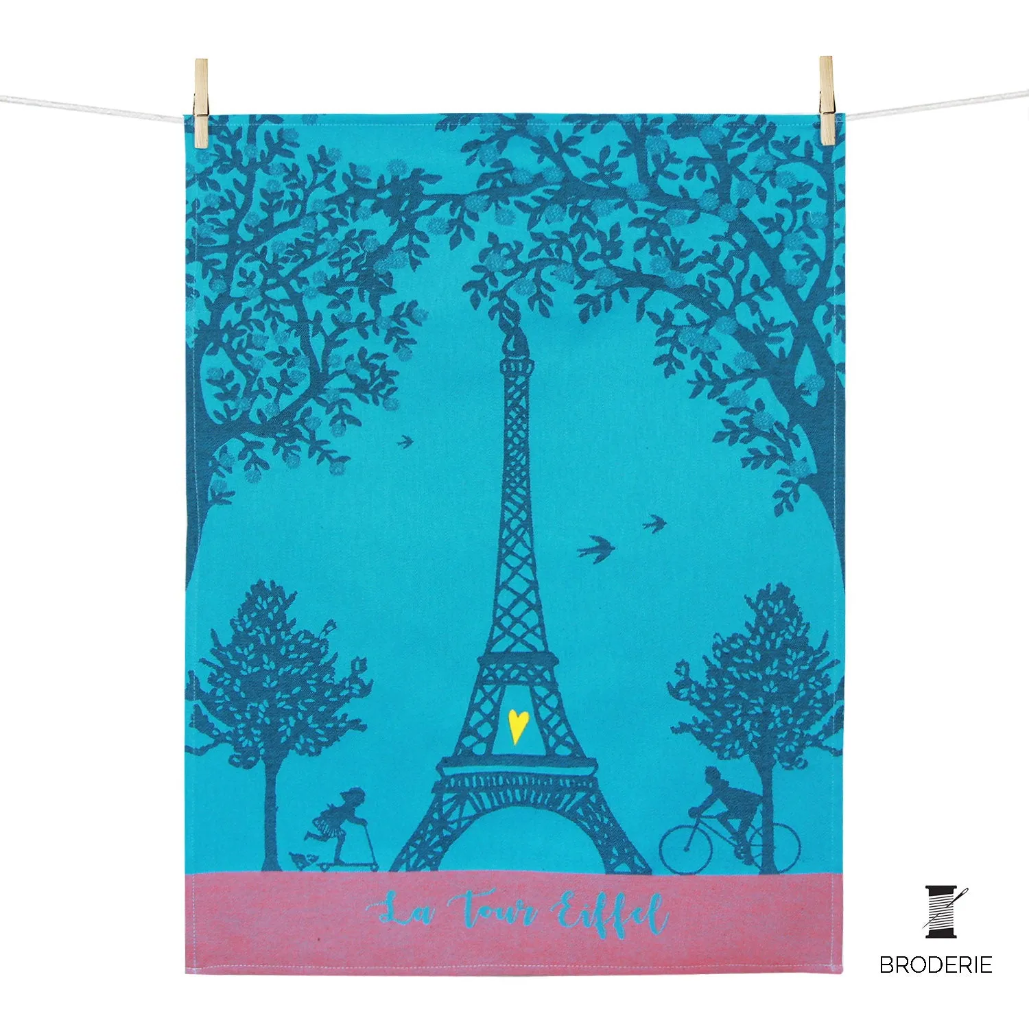 Kitchen Towel –  Eiffel Tower Embroidered heart