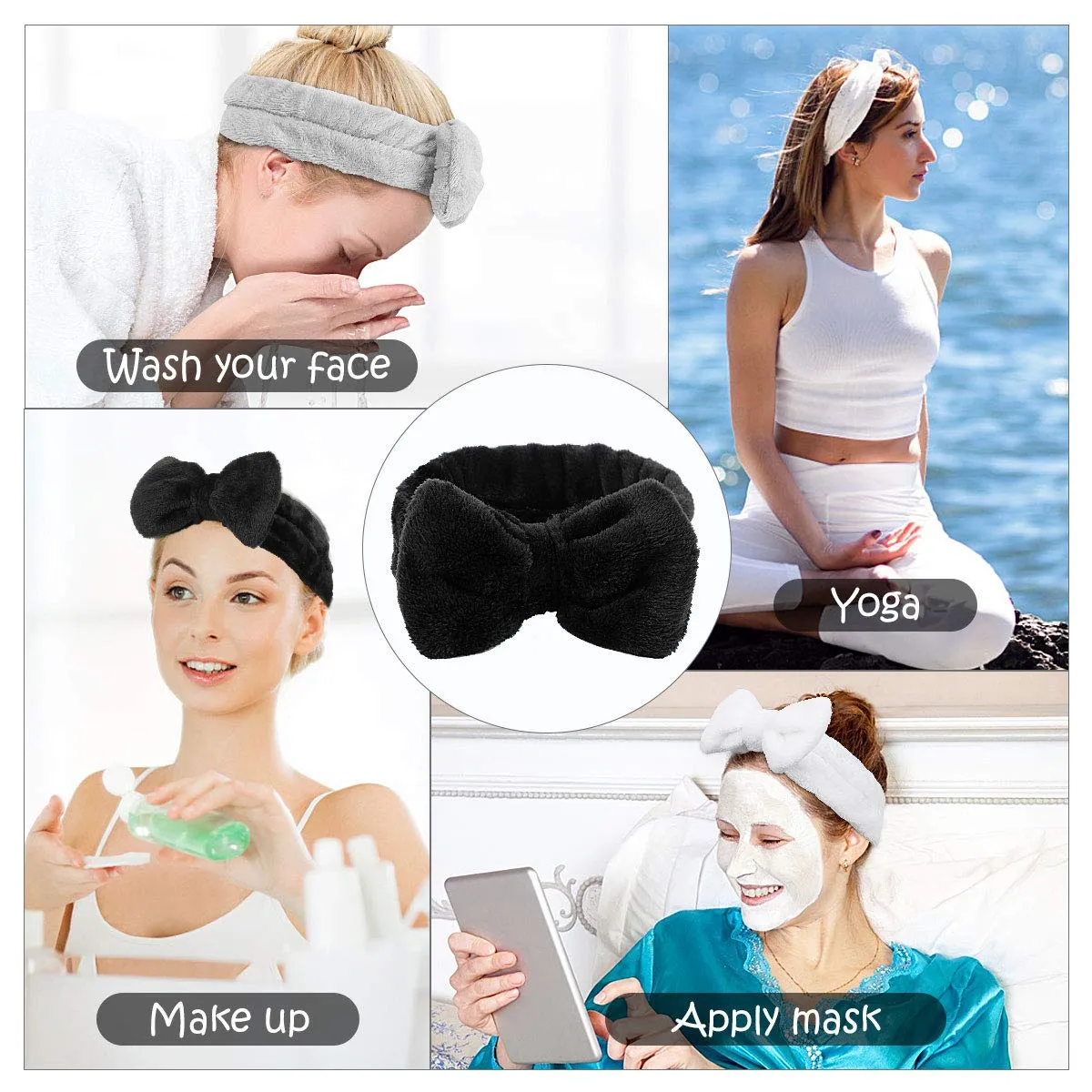 LADES Soft Skincare Headband  Adjustable, Comfortable & Stretchy Fabric, Cute Patterns for Makeup, Facial  Non-Slip, Headband for Hair Control