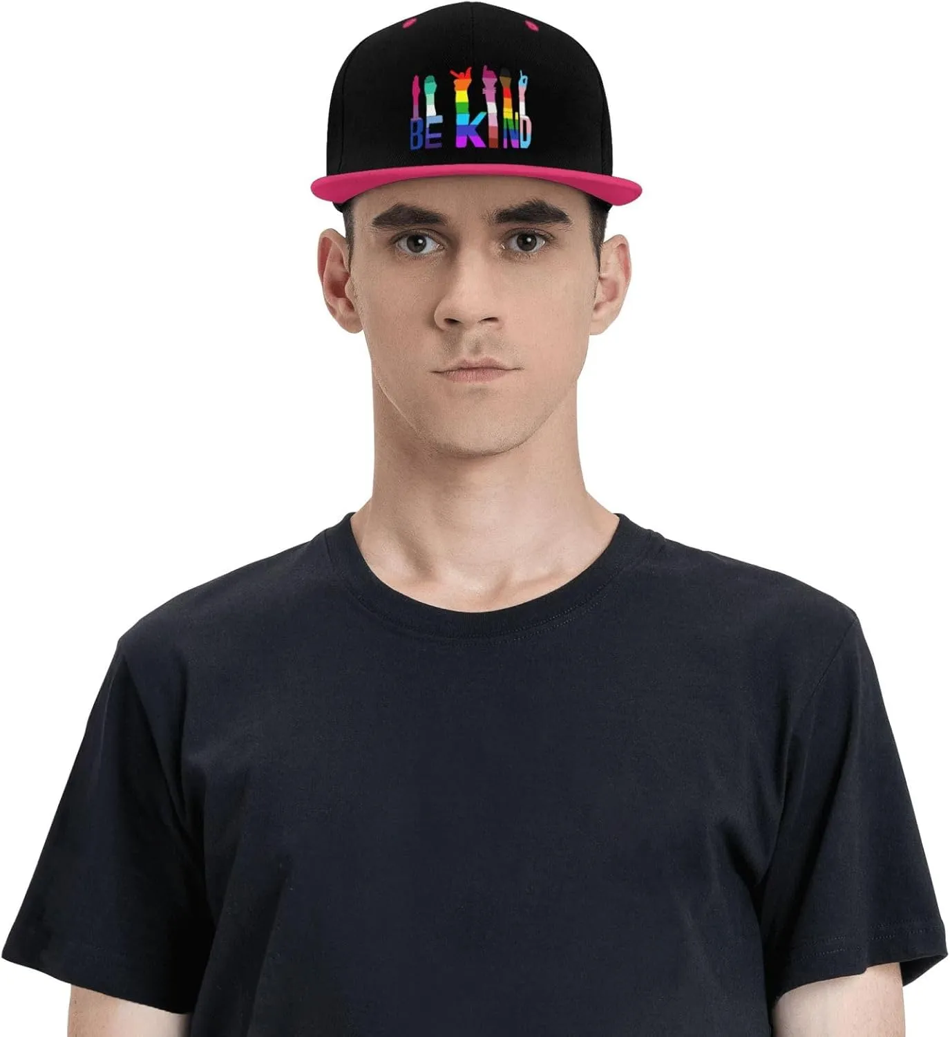 LGBTQ Pride Flag Dad Hat Flat Brim Trucker Hats Women Funny Novelty Snapback Baseball Cap,White