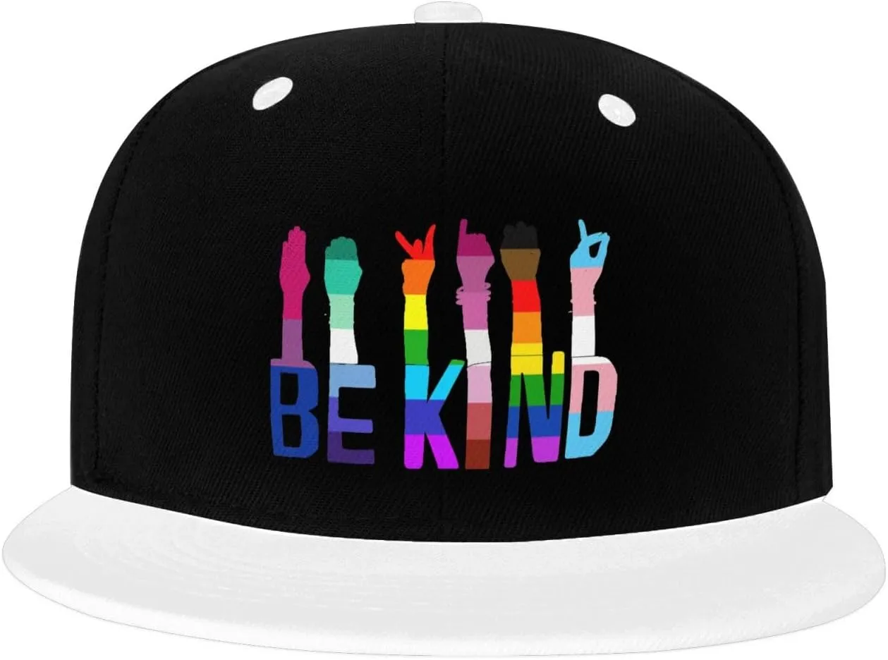 LGBTQ Pride Flag Dad Hat Flat Brim Trucker Hats Women Funny Novelty Snapback Baseball Cap,White