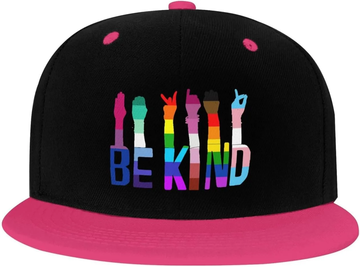 LGBTQ Pride Flag Dad Hat Flat Brim Trucker Hats Women Funny Novelty Snapback Baseball Cap,White