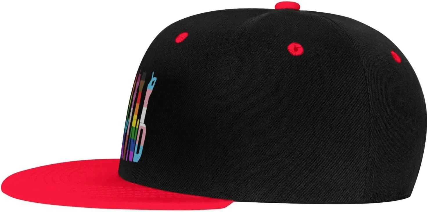 LGBTQ Pride Flag Dad Hat Flat Brim Trucker Hats Women Funny Novelty Snapback Baseball Cap,White