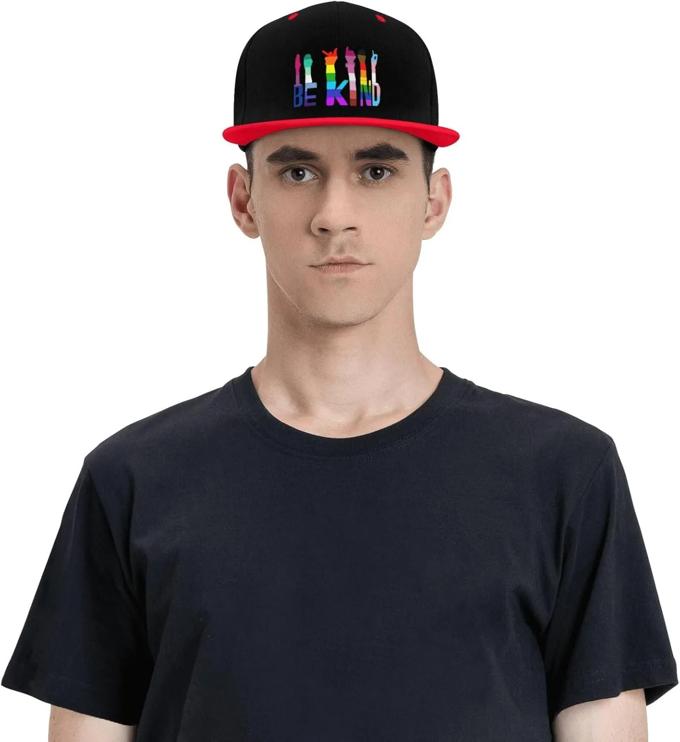LGBTQ Pride Flag Dad Hat Flat Brim Trucker Hats Women Funny Novelty Snapback Baseball Cap,White