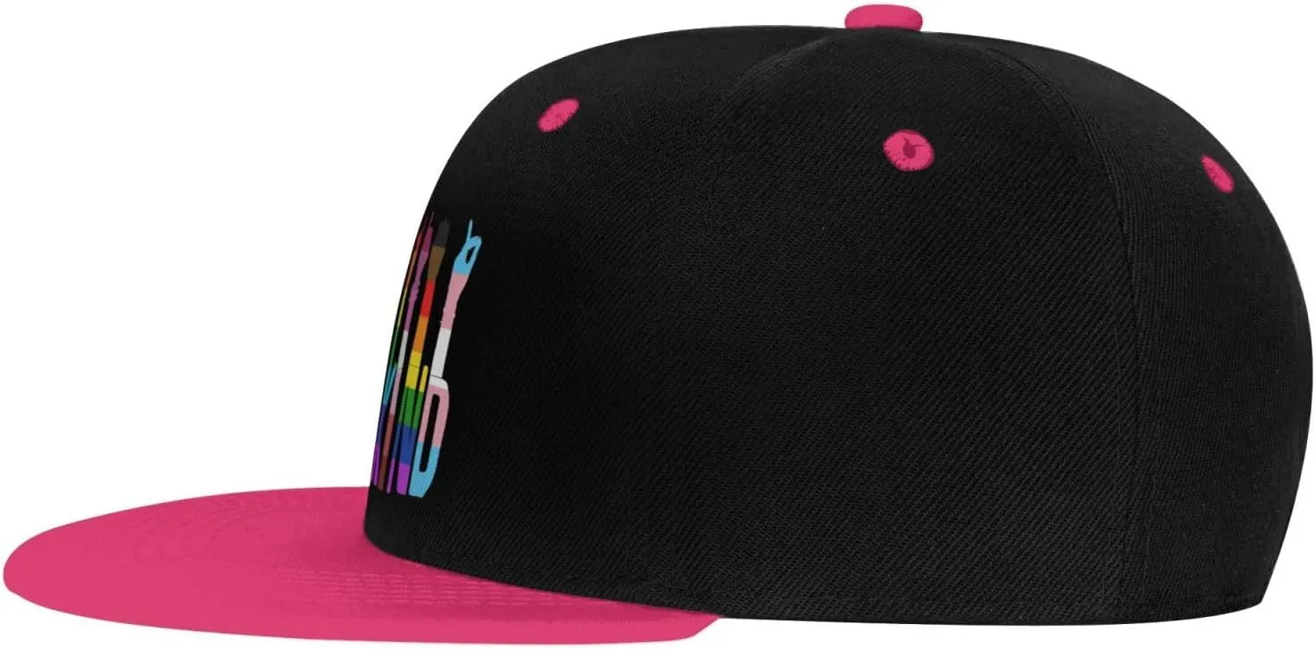 LGBTQ Pride Flag Dad Hat Flat Brim Trucker Hats Women Funny Novelty Snapback Baseball Cap,White